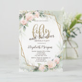 Roze Roses Lijst Confetti Green 50th Birthday Kaart (Staand voorkant)