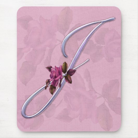 Roze Roses Monogram J Muismat (Voorkant)