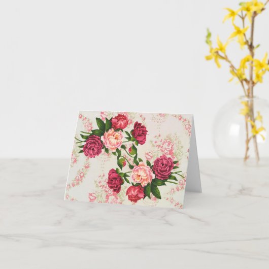 Roze Roses Note Kaart (Gele Bloem)