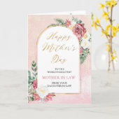 Roze Roses Orchid Happy Moederdag Moeder in rechte Kaart (Gele Bloem)