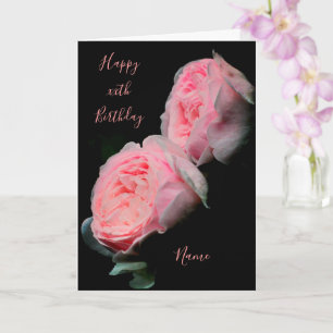 Roze Roses Pair, gepersonaliseerd op zaterdag Kaart