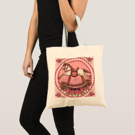 Roze Roses Rocking Horse canvas tas