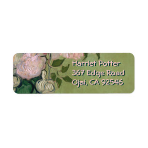 Roze Roses Van Gogh Fine Art Etiket