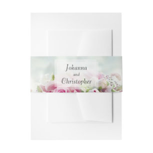 Roze Roses Wedding Belly Band Uitnodigingen Wikkel