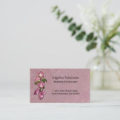 Roze Roses Wedding Consultant Visitekaartjes (Staand voorkant)