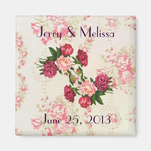 Roze Roses Wedding Favor Magnet Magneet (Voorkant)