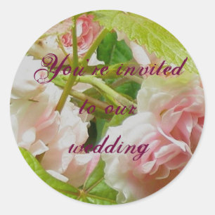 Roze Roses Wedding Invitation Stickers