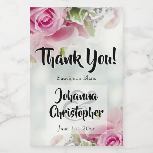 Roze Roses Wedding Mini Wine Bottle Labels Wijn Etiket (Enkel label)