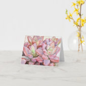 Roze rosette succulent note card kaart (Gele Bloem)