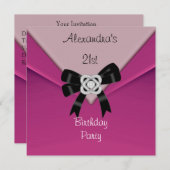 Roze Roze 21e verjaardag Uitnodiging 21 (Voorkant / Achterkant)