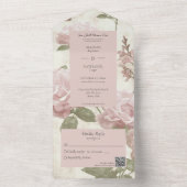  Roze Roze Achtergrond QR Code All In One Uitnodiging (Binnen)