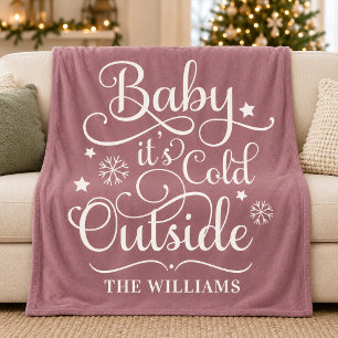 Roze Roze Baby Het Is Koud Buiten Familie Fleece Deken