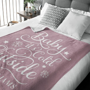 Roze Roze Baby Het Is Koud Buiten Familie Fleece Deken