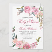 Roze Roze Baby shower Uitnodiging (Voorkant)