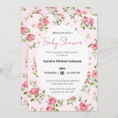 Roze Roze Baby shower Uitnodiging (Voorkant / Achterkant)