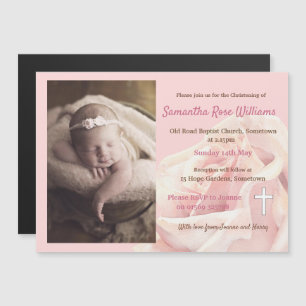 Roze roze blaas Christening Magnetische Uitnodiging