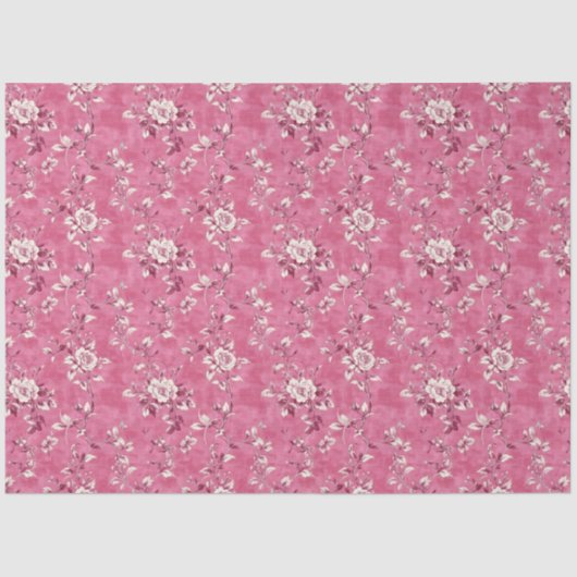 Roze Roze Bloem Chinoiserie Decoupage Tissuepapier (Voorkant)
