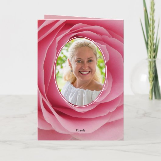 Roze roze bloem Foto Floral 80th Birthday Card Kaart (Achterkant)