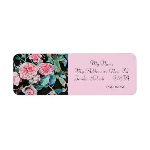 Roze roze bloem-labels voor het retouradres etiket