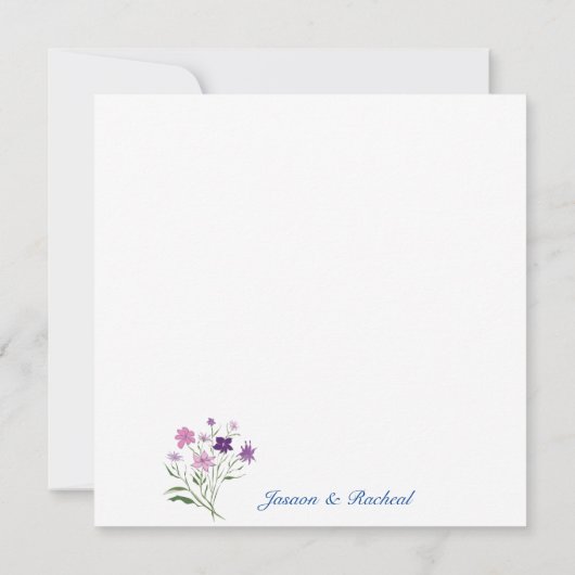 Roze roze bloemen Dank u Uitnodiging (Achterkant)