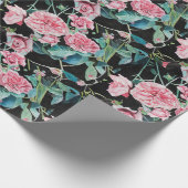 Roze roze bloemen florale Waterverf Cadeaupapier (Hoek)
