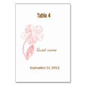 Roze Roze Bloemengast Naam & Tafel Nummerkaart Kaart (Achterkant)