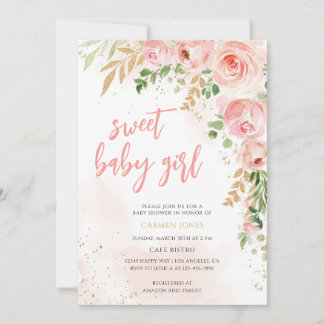 Roze Roze Bloemige Baby Shower Meisje Bundel Kaart