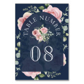 Roze Roze Bloemige Eucalyptus Marineblauw Bruiloft Kaart (Voorkant)