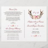 Roze Roze Bloemige Geweien Huwelijksprogramma (Voorkant)