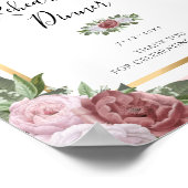 Roze Roze Bloemige Oefenavondmaal Begrroeting Bord Poster (Hoek)