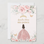 Roze Roze Bloemige Prinses Rose Goud Quinceañera I Kaart (Achterkant)