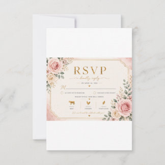 Roze Roze Bloemige Trouw-RSVP-Kaart | Waterverf