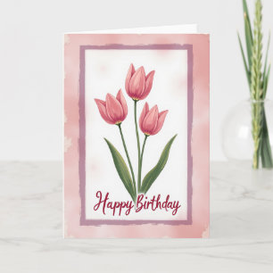 Roze Roze Bloemige Verjaardagskaart Kaart