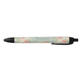  roze roze bloempatroon gepersonaliseerd zwarte inkt pen (Bodem)