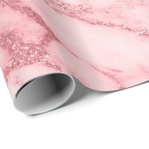Roze Roze Blush White marble Molten Pastel VIP Cadeaupapier
