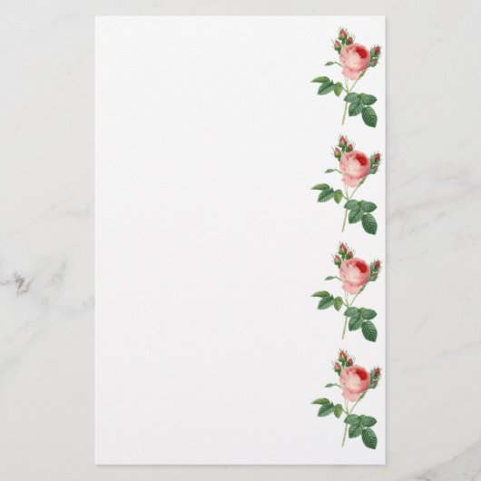 Roze roze botanische illustratiegrens briefpapier (Voorkant)