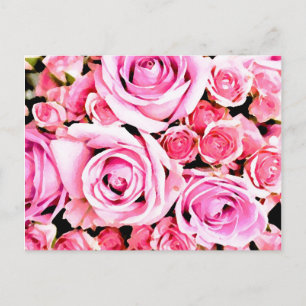 Roze roze bouquet briefkaart