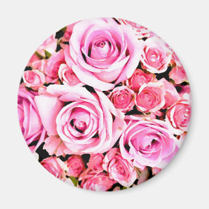 Roze roze bouquet magneet