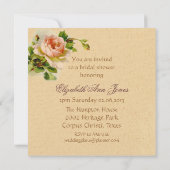  roze roze bridale theepartij kaart (Achterkant)