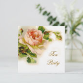  roze roze bridale theepartij kaart (Staand voorkant)