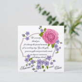 Roze Roze Bruiloft Dank u kaart (Staand voorkant)