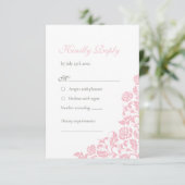 roze roze bruine bruiloft RSVP kaartje (Staand voorkant)