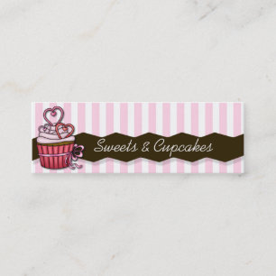 roze roze cupcake-kaarten mini visitekaartje