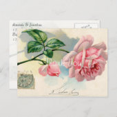  roze roze dank je briefkaart (Voorkant / Achterkant)