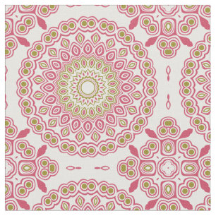 Roze roze en olijfgroene caleidoscopische medaillo stof