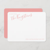 Roze Roze Familienaam Script Notitiekaart Notitiekaartje (Voorkant / Achterkant)