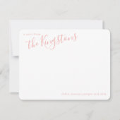 Roze Roze Familienaam Script Notitiekaart Notitiekaartje (Voorkant)