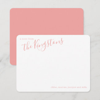 Roze Roze Familienaam Script Notitiekaart Notitiekaartje