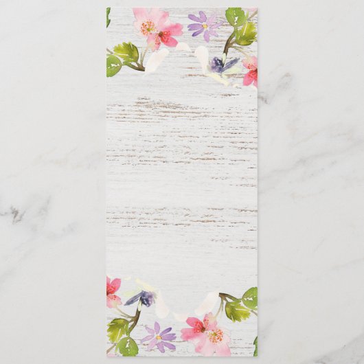 Roze roze flessen op wit hout voorbehouden menu (Achterkant)