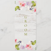 Roze roze flessen op wit hout voorbehouden menu (Voorkant)